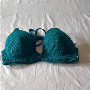 Shade & Shore Turquoise Textured Bikini Top